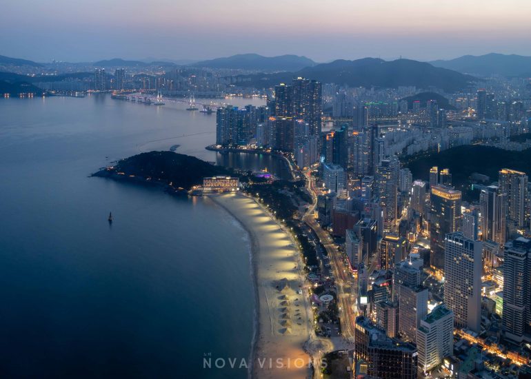 Haeundae Beach in der blauen Stunde
